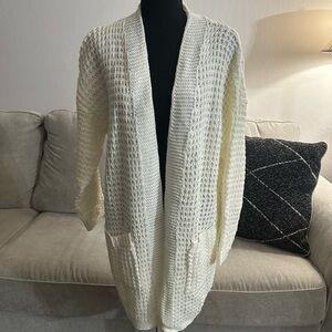 SHEIN Cream Knit Cardigan Sweater